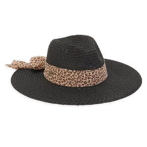 Sun Hat Barra Cuda Black paper braid safari Animal‎ print Straw 4” Brim